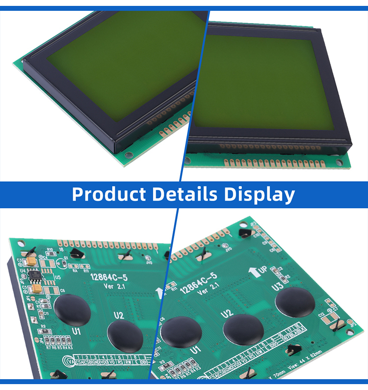 Yellow Green Film 12864C-5 Supports 5V And 3.3V Optional 128X64 Dots LCD Module Display With Backlight SBN0064