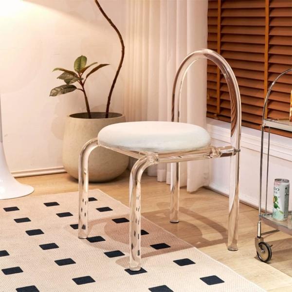 Mobiliário acrílico moderno sob medida cadeira de mesa acrílica 43X45X73cm Para quarto