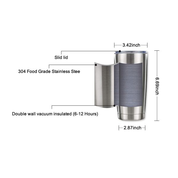 20 Oz Sublimation Stainless Steel Tumbler Cups Vacuum Insulated