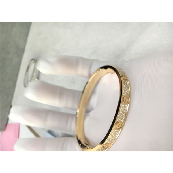 Diamond High End Custom Jewelry Love Bracelet 18K Yellow Gold