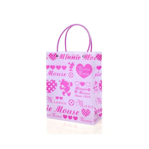 Rigid Snap Handle Carry More Grocery Bags , Pink Minnie Printing Carry Plastic Bags