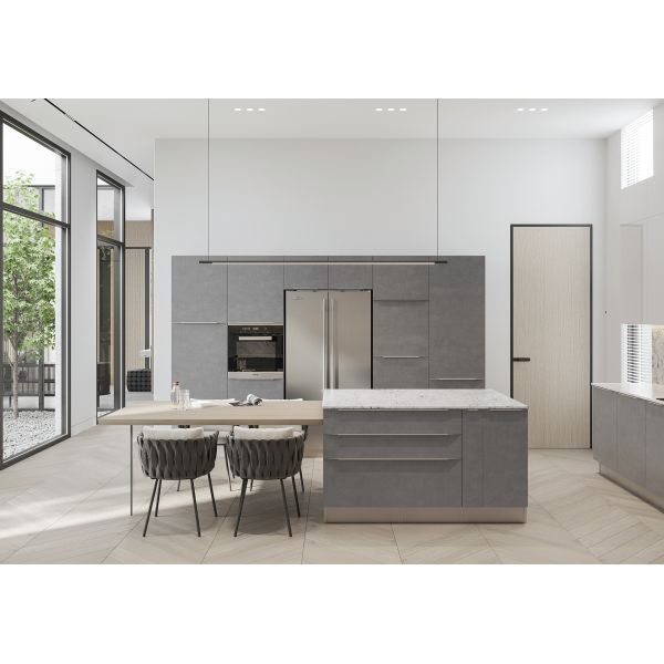 Particle Board Modern Wooden Matt Lacquer Finished Grey Kitchen Cabinet