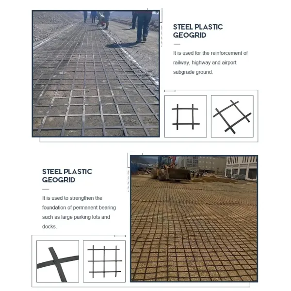 High Tenslie Strength Biaxial Welding Steel Plastic Composite Earthwork Geogrid For Soil Stabilization Anti-Erosion Feature