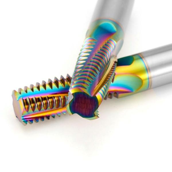 Full Teeth DLC Rainbow Threading End Mill Cutter HRC65 For Aluminum Stainless Steel