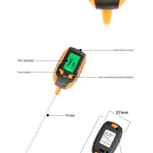 6-in-1 Digital Soil Tester Moisture/PH/Sunlight/Temperature Monitor With Backlight LCD For Plant Garden Farm