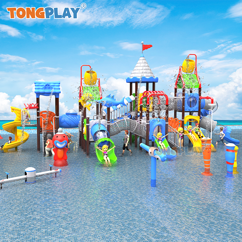 Water Playground Theme Park Equipment Aqua Play Amusement Kids Swimming Pool Game Children Pool Plastic Slide