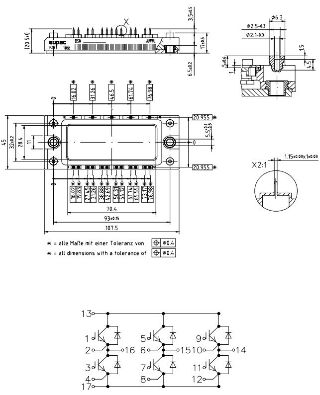 BSM150GD120DN2 1200V/150A IGBT Module Low VCE(sat) High Speed Switching Low Loss Built-in NTC Isolated Baseplate Industrial Grade for Heavy-Duty Motor Drives & Wind Power Inverters