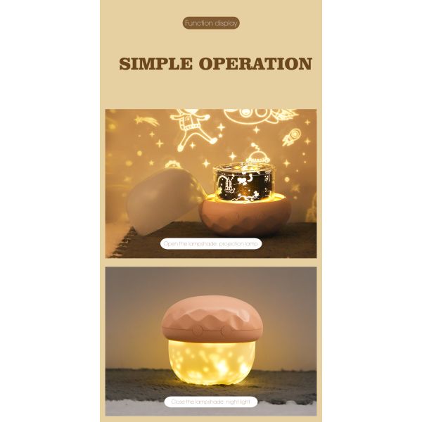 Mushroom Bedroom LED Night Light , CE ROHS Sky Projection Night Light