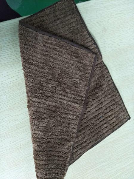 Brown Stitching Striped Coral Fleece Microfiber Kitchen Towels 32*32cm