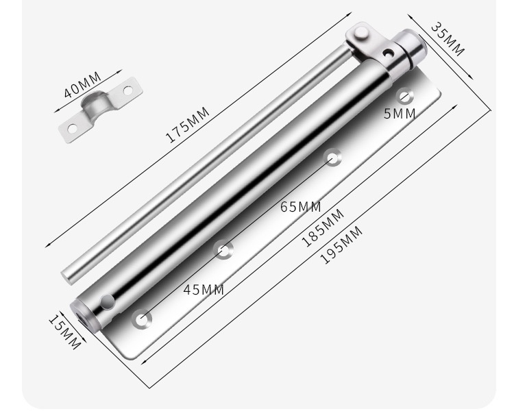 Modern Design Lightweight Stainless Steel Automatic Door Closer Adjustable Speed 180 Opening Invisible Door Spring Bathroom