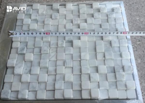 Italy Carrara Marble Mosaic Tile Sheets Abrasion Proof Irregularity Squre Shaped