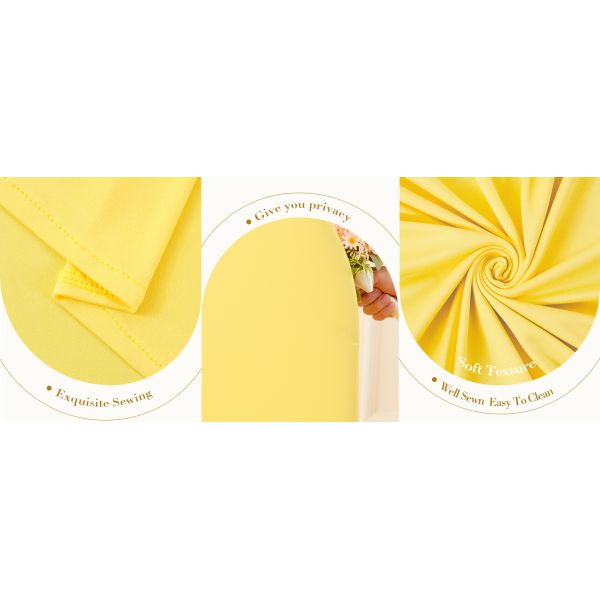 Yellow Wedding Arch Backdrop Covers 3 Piece, Round Top Cover For Birthday Party Ceremony