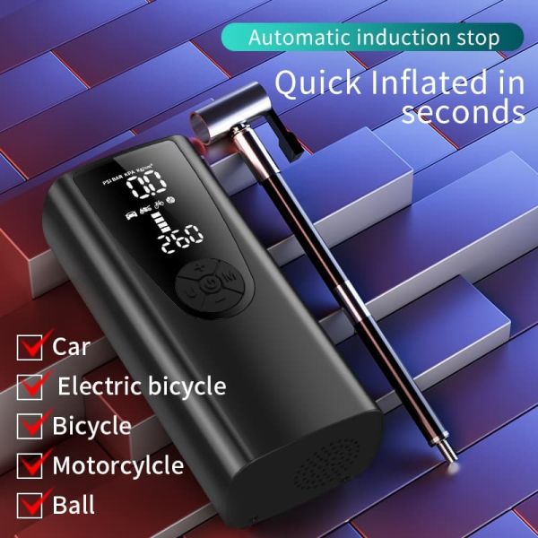 Rechargeable Car Tire Pump Digital Car Tyre Inflator With LED Display