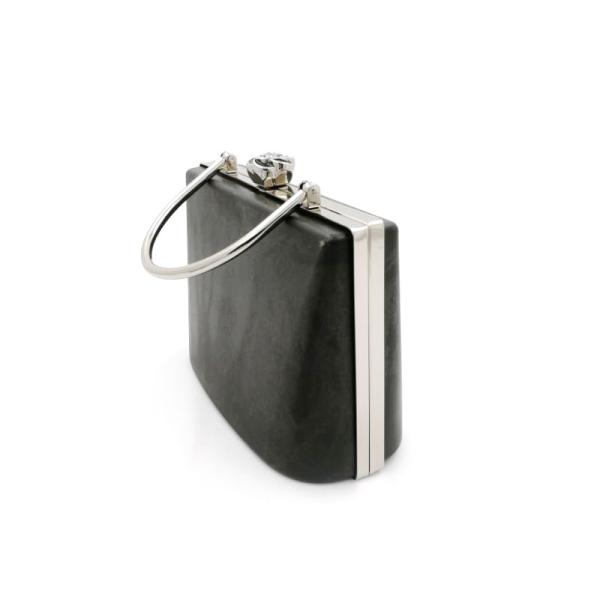 OEM fashion 18.5*13 cm silver color plastic and iron beautiful evening bag box clutch purse metal frame