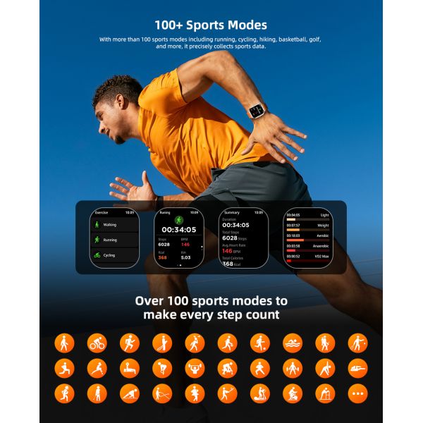 KW285 Super-Retina AMOLED Smart Watch with Bluetooth Calling 100+ Sports Modes