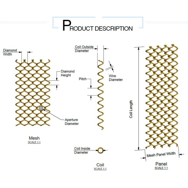 Decorative Aluminum 2mm Metal Mesh Curtain