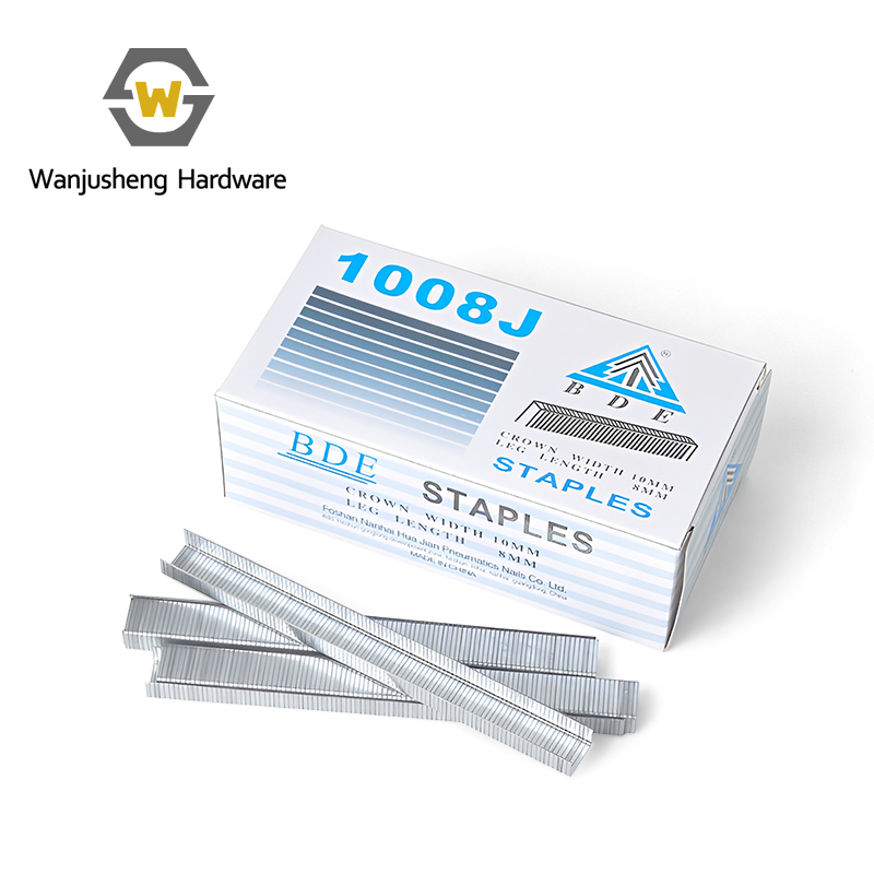 1008J Rustproof U-Type Pneumatic Staples Woodworking Gun Nails for Sofa Furniture & Industrial Packaging