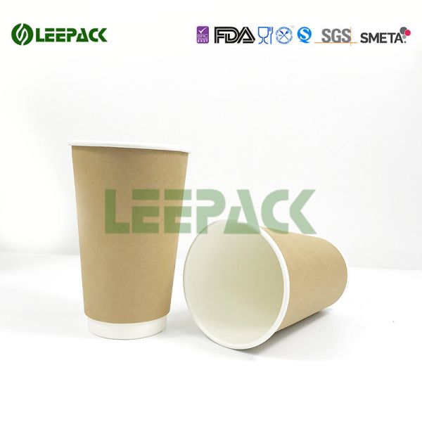 Double Wall Customized Kraft Paper Cups Small/Medium/Large Size For Coffee Wholesale