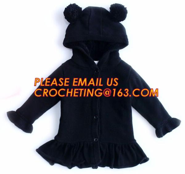 Superior quality kid sweater cute hooded girls thick dress coat, Commercial 100% cotton knitted kids long girls pullover