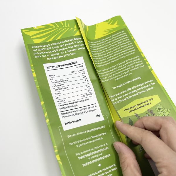 картофельные чипсы алюминиевой фольги 60mic внутренние упаковывая печатание сумок изготовленное на заказ