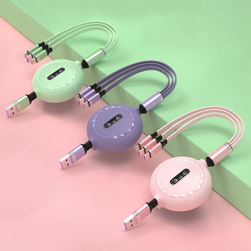Retractable зарядный кабель USB 2,0 для типа мобильного телефона Iphone андроида c