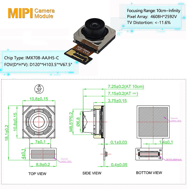 12 Мп Sony IMX708 Модуль автофокусировки для Raspberry Pi