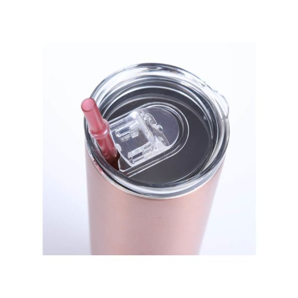 20oz Kitchen Household Items Skinny Insulated Tumbler Cups With Colored Straw