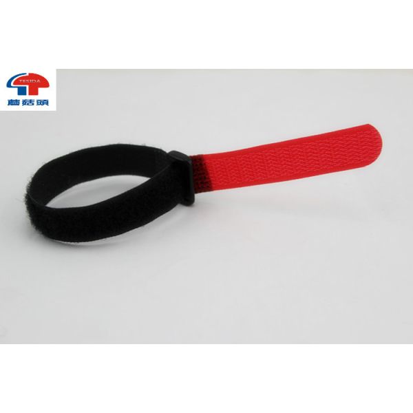 Nylon Red Loop Strap Fastener / Wire Hook And Loop Straps Waterproof