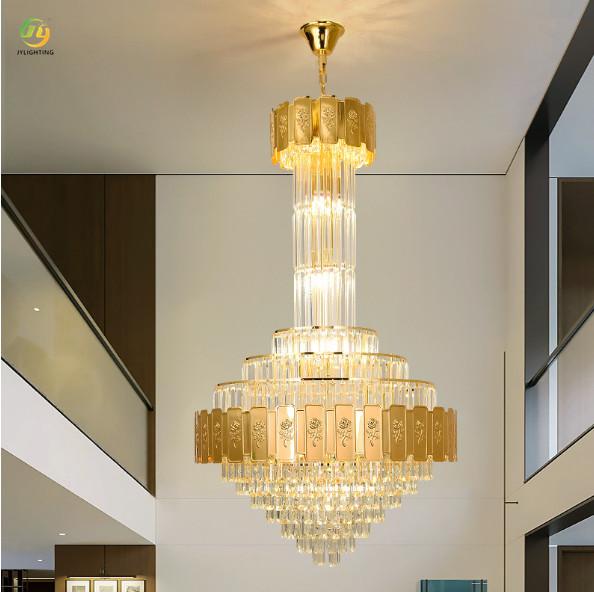 JYLIGHTING Post-Modern Light Luxury Villa Loft Apartment Spiral Staircase Living Room Crystal Pendant Light