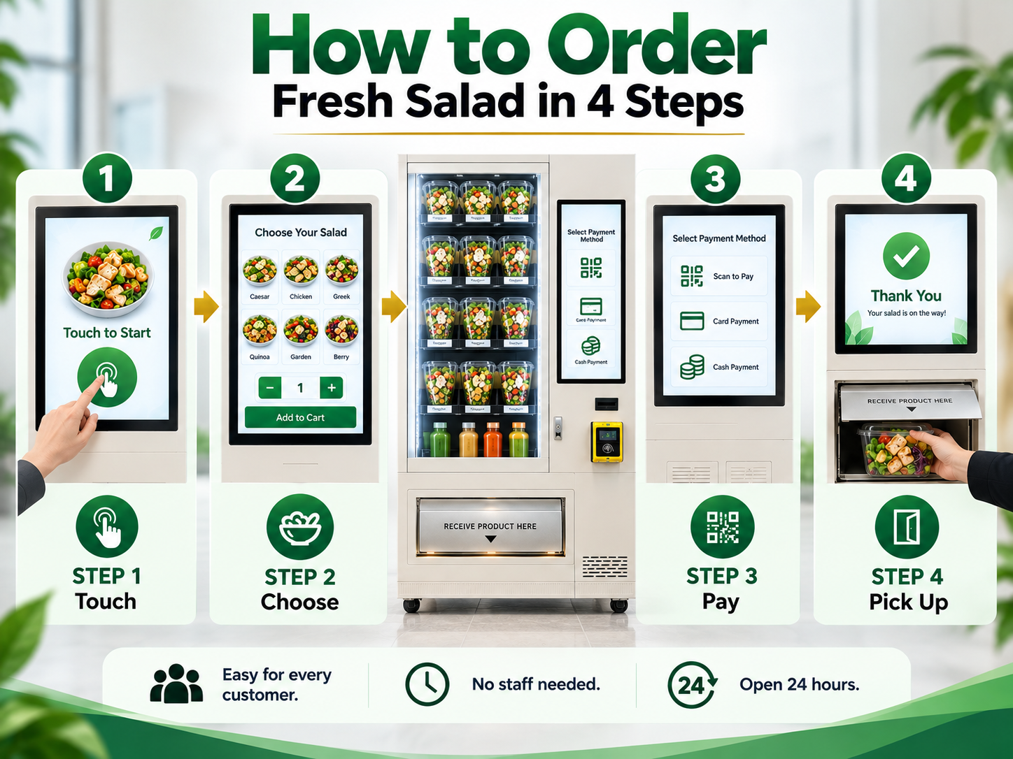 Winnsen Automatic Salad Vending Machine with Transparent Glass Display LED Shelves