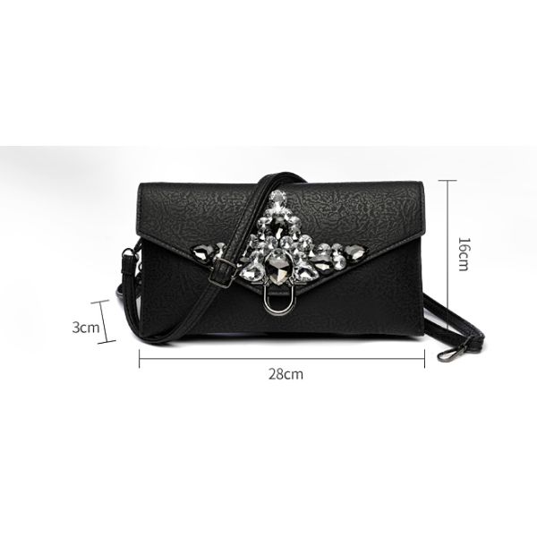 Ladies Crystal Clutch Bag Evening Wedding Rhinestone Silver Purse Chain Cross Body Bag