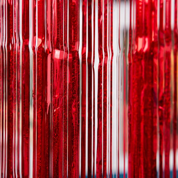 Red Waterproof Laser Rain Curtain 1*2m Metallic Fringe Backdrop