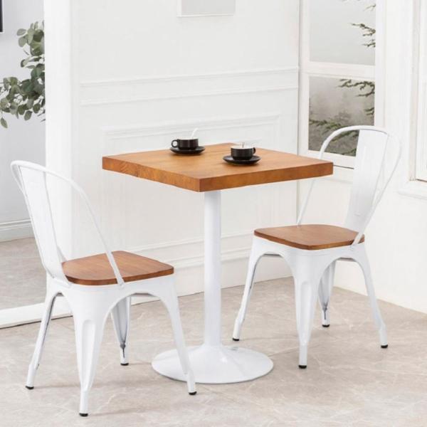 Stackable Metal Dining Chair with Elm Cushion Contemporary Design