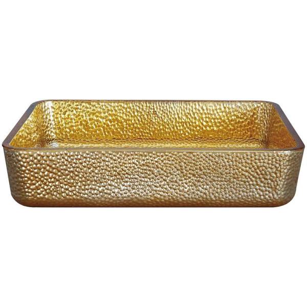 Luxury Gold Rectangular Vessel Sinks 4.2 Inch Modern Deep Bathroom Sink Basin