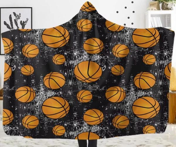 Sports Rugby Football Basketball Print Oversized Hooded Blankets Anti Shrink