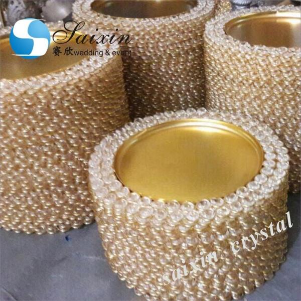 Placas de carregamento de vidro de ouro com contas Cristal de casamento 12 polegadas