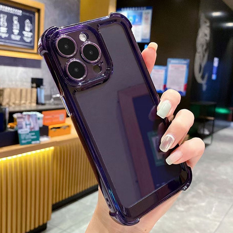 For Luxury Shockproof Anti-yellow Clear Hard Phone Case for 14 13 Pro Max Soft Silicone Bumper Transparent Cover