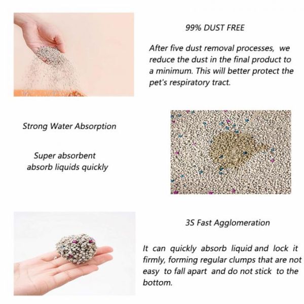 Dust Free Bentonite Cat Litter Natural Mineral Formula with Powerful Odor Lock Control