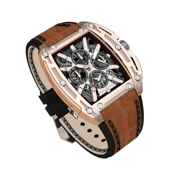 Business 44mm Automatic Mechanical Watch Hollow Out Multi Function