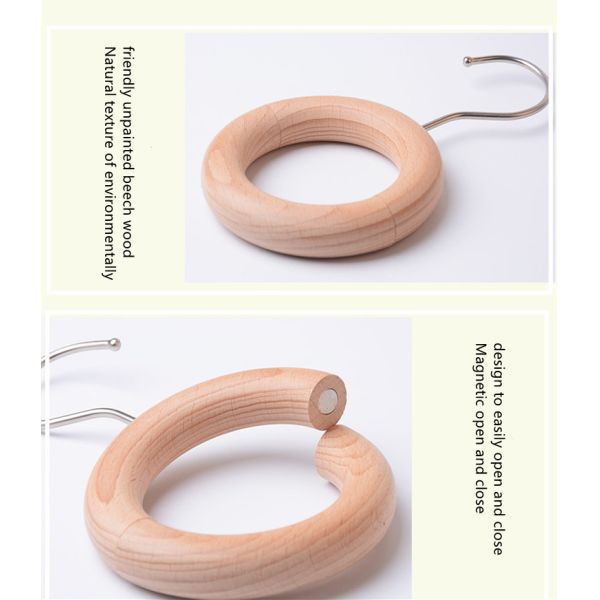 Многофункциональная деревянная вешалка кольца шарфа вешалки одежд Unpainted