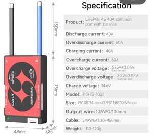 Efficient BMS with 40A Charge/Discharge and Active Balance for 8s-17s