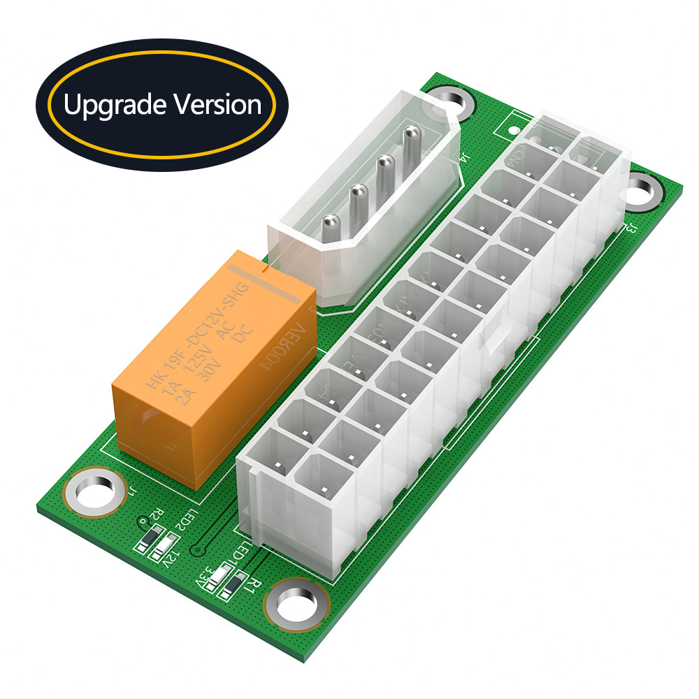 ATX2ATX-N03 Двойной адаптер питания ATX 24Pin до 4Pin SATA Power Sync Starter Card Extension Cable Riser Adapter
