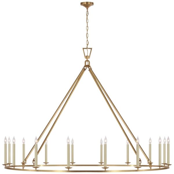 Brass Body Adjustable Height Crystal Shade LED Pendant Lighting Chandelier for High Ceilings