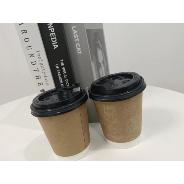 Disposable Double-Layer 8 Oz Coffee Cup with Lid Initial Payment Custom Logo Full Payment