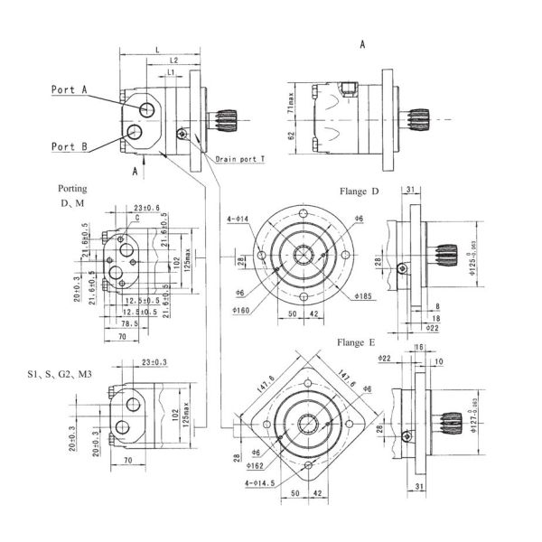 OMTS 500 Danfoss Hydraulic Motor Replacement Bearingless Short Shaft
