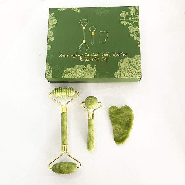 Green Natural Gua Sha Facial Massager for Neck and Face Massage Area Face Neck Body
