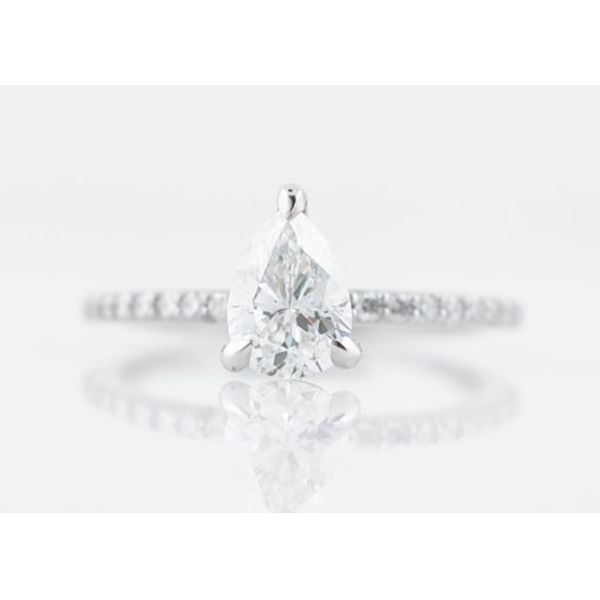 White Gold Real Diamond Jewellery Ring 1.33ct Pear Cut PS 6×8mm For Engagement