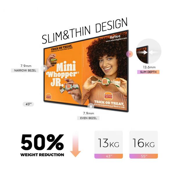 40 Inch Indoor Lcd Advertising Display 3000nits Android   For Shop Window