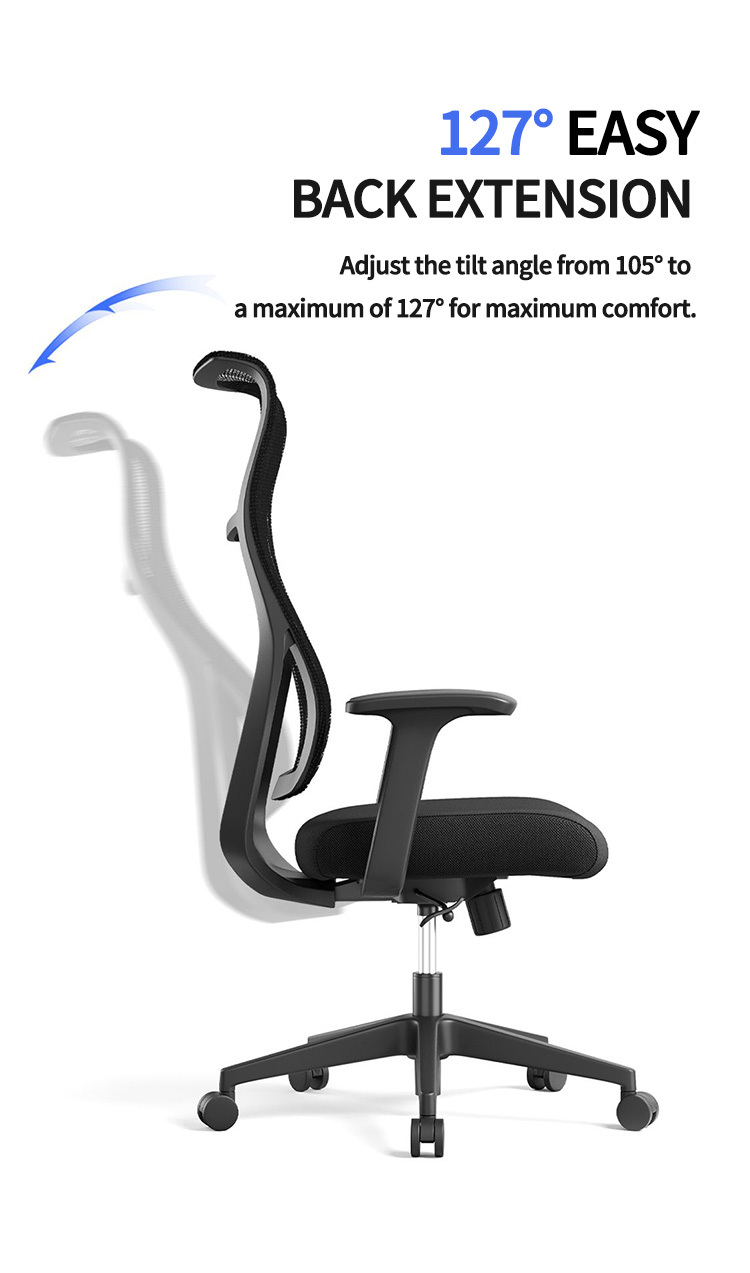 Breathable Mesh Office Chair with 7.5cm Molded Foam Seat and 22±2 Degree Reclining Backrest