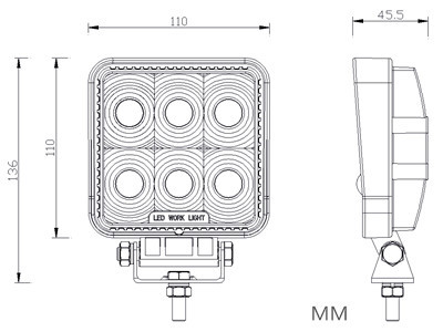 7D 10-30V high quality 18W PC lens Black led offroad work light 4x4 HCW-L18286 7D